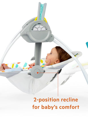 Bright Starts Playful Paradise Portable Compact Automatic Baby Swing with Music, Unisex, Newborn +
