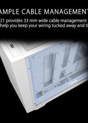 ASUS A21 White Micro ATX PC Case Supports BTF Hidden Connector Technology, Graphics Cards up to 380mm, 360mm Coolers, & ATX PSUs, Includes Porous Front-Panel mesh, 2 Year Warranty