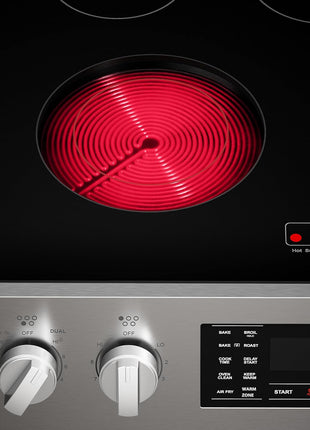 Kenmore Front Control Electric Range Oven with 5 Cooktop Elements with 7 Cooking Power Options, True Convection, Steam and Self Clean, Freestanding Oven, 4.8 cu. ft. Capacity Stainless Steel