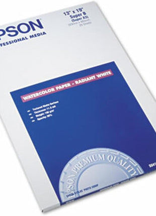 Epson Watercolor Paper Radiant, White, 13 x 19 Inches, 20 Sheets (S041351)