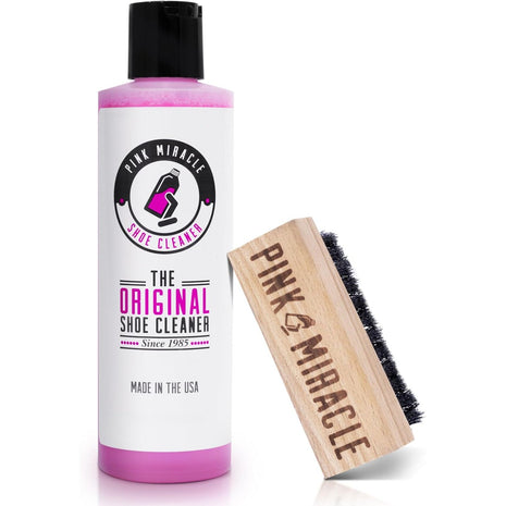 Pink Miracle Shoe Cleaner Kit with Bottle and Brush For Fabric Cleaner For Leather, Whites, Suede and Nubuck Sneakers (4 Oz)
