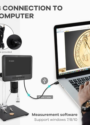 Andonstar AD246S-M 3 Lens 2160P HDMI Digital Microscope 2000x for Adults | 7 Inch LCD Soldering Microscope for Electronics Repair, Error Coins, Pro Boom Arm Stand, Windows Compatible