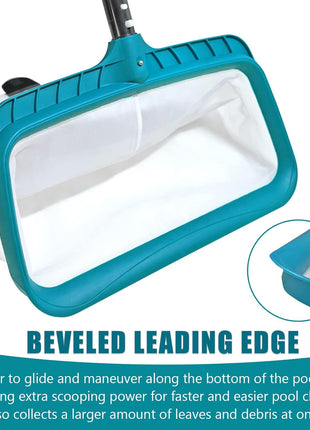 POOLWHALE Professional Pool Skimmer Net, Heavy Duty Swimming Leaf Rake Cleaning Tool with Deep Fine Nylon Mesh Net Bag - Fast Cleaning,Easy Scoop Edge,Debris Pickup Removal (No Pole)