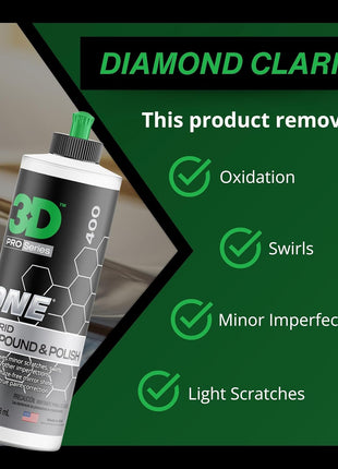 3D One Car Scratch & Swirl Remover Hybrid Rubbing Compound & Polish Buffing Compound for True Paint Correction 16oz Made in USA