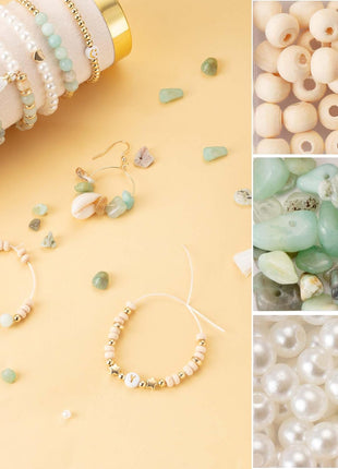 Xylise Jewelry Making Supplies Kit Natural Stone Beads for Irregular Natural Stone with for DIY Craft Bracelet Necklace Earrings for Adults (Amazonian)
