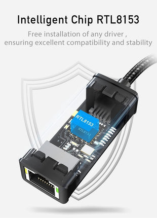 uni USB to Ethernet Adapter, Driver Free USB 3.0 to Gigabit Ethernet LAN Network Adapter, 100/1000 Mbps RJ45 Internet Adapter Compatible with Laptop, MacBook, Surface, PC with Windows, XP, Mac/Linux