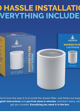 Aquabliss SFC100 Daily Revitalize Filter Cartridge | Reduces chlorine & sediment; infused with Vitamin C & tourmaline. Replace every 3-6 months depending on water quality