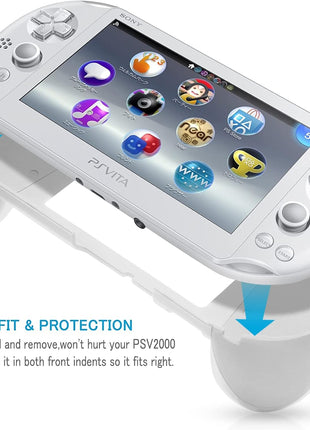 Hand Grip Handle Joypad Protective Case with L2 R2 Trigger Button Grip Shell Controller Protective Case for Sony PlayStation PS Vita 2000 PSV 2000 PS Vita Slim.(White)