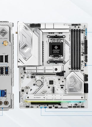 ASRock B850 Steel Legend WiFi AMD AM5 ATX Motherboard, Supports AMD Ryzen 9000/8000/7000 Series Processors, DDR5 8000+ (OC), PCIe 5.0, 2.5G LAN, WiFi 7, 14+2+1 Power Phase