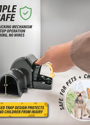 TRATPER Rat and Chipmunk Traps. Prevents Accidental Triggering with Dual Tunneled Design. Covered Snap Traps for Humane Kill, Reusable, Pest Control for Rats, Indoor & Outdoor Use. 2 Pack