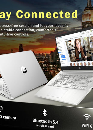 HP Stream 14" HD BrightView Laptop, Intel Celeron N4120, 16GB RAM, 288GB Storage (128GB UFS + 160GB Docking Station Set), Intel UHD Graphics, 720p Webcam, Wi-Fi, 1 Year Office 365, Win 11S, Silver