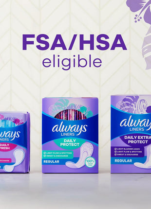 Always Daily Extra Protect Liners, Extra Long Length, Unscented Panty Liners, 116 Count