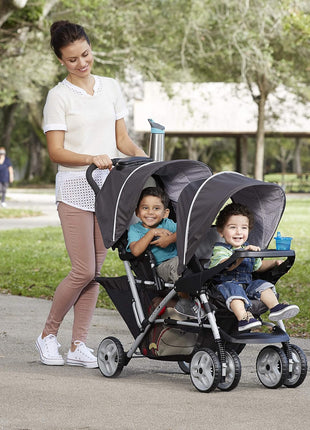 Graco® DuoGlider Double Stroller | Lightweight Double Stroller with Tandem Seating Glacier