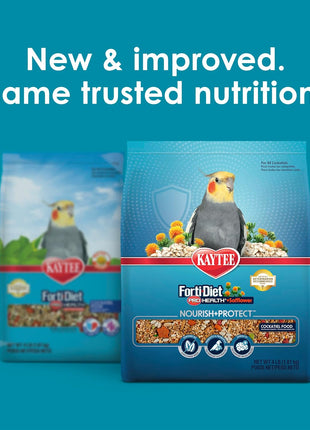 Kaytee Forti-Diet Pro Health+Safflower Nourish+Protect Cockatiel Food, Supports Breeding and Molting, Nutrition Backed by Science, Digestive and Brain Health, 4 pounds