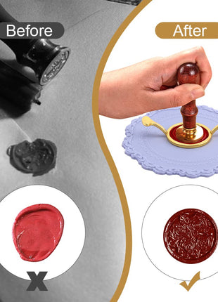 Wax Seal Stamp Kit - 3 Metal Molds & Silicone Mat | DIY Envelope Seals for Wedding Invitations, Gift Wrapping & Cards | Ideal for Crafting Enthusiasts