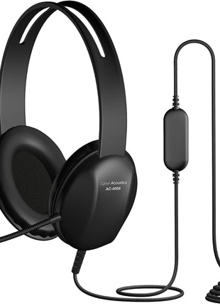 Cyber Acoustics USB-A Stereo Headset (AC-4006) - Durable, Crisp, and Clear Communication in K-12 Classrooms or Home, Made with 60 Percent Recycled Plastic