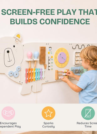 Sensory Wall Panel for Kids – Toddler Learning Activity Center - Emotional Development & Fine Motor Skills – Toddler Learning Activity Center- Busy board Montessori toys