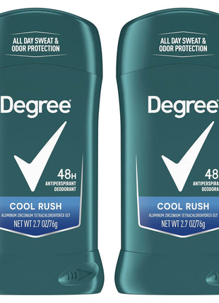 Degree Men Original Antiperspirant Deodorant Cool Rush Twin Pack 48-Hour Sweat & Odor Protection Antiperspirant For Men 2.7 oz