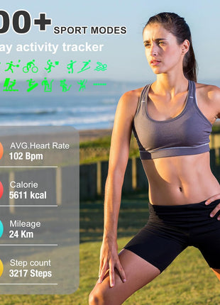 Fitness Tracker, Step Counter with 24/7 Heart Rate Blood Oxygen Sleep Monitor, Fitness Watch with 100+ Sports Modes, Waterproof Activity Smart Watches for Women Men Android iOS