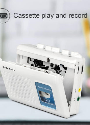 TOMASHI Portable Cassette Player Tape Recorder with Built-in Speaker,Microphone,Headphone Jack-, 4.57 x 3.54 x 1.38inch