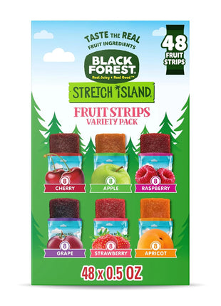 Black Forest, Stretch Island, Fruit Strips, Cherry, Apple, Raspberry, Grape, Strawberry, and Apricot, Zero Grams Added Sugar Non-GMO, 48 ct