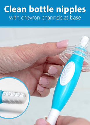 Dr. Brown's Baby Bottle Cleaning Brush with Sponge and Scrubber - Blue - 3-Pack