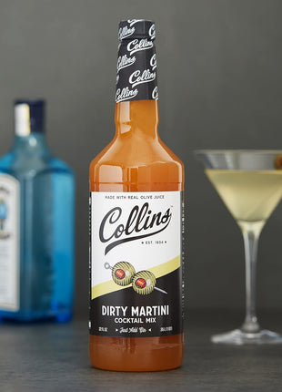 Collins Dirty Martini Mix, Made With Real Olive Brine for the Bold Flavor You Need, Classic Cocktail Recipe Ingredient, Bartender Mixer, Drinking Gifts, Home Cocktail bar, 32 fl oz