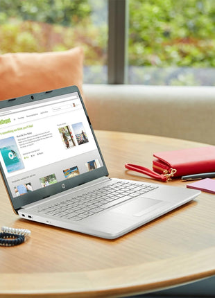 HP Portable Laptop, Student and Business, 14 inch HD Display, Intel Quad-Core N4120, 16GB DDR4 RAM, 64GB eMMC, 1 Year Office 365, Webcam, RJ-45, HDMI, Wi-Fi, Windows 11 Home, Silver