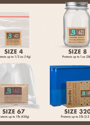 Boveda 62% Two-Way Humidity Control Packs For Storing 1⁄2 oz – Size 4 – 10 Pack – Moisture Absorbers for Small Storage Containers – Humidifier Packs – Hydration Packets in Resealable Bag