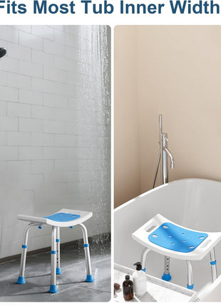 HOMLAND Shower Chair for Inside Shower, Adjustable Height Shower Stool | Shower Seat for Inside Tub Bathroom Bench Bath Chair for Elderly and Disabled, Lightweight Aluminum Frame - Light Blue