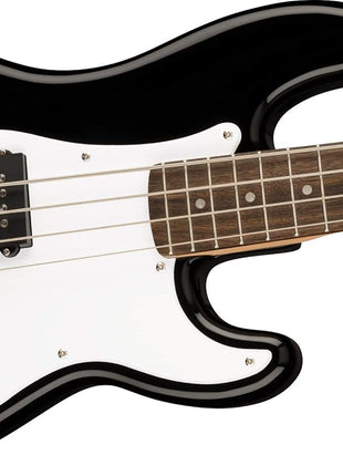 Squier Mini Precision Bass, Black, Laurel Fingerboard | 3/4 size beginner bass guitar, ideal for kids and small players, laurel fingerboard, lightweight short scale neck