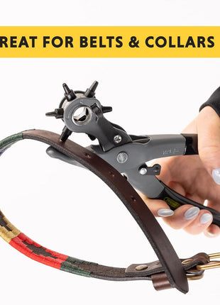 General Tools Leather Hole Punch Tool - 6 Multi-Hole Sizes for Leather, Rubber, & Plastic - Hobbies & Crafts 8.5 inches