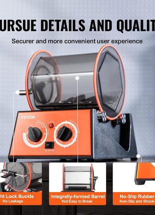 VEVOR Jewelry Polisher Tumbler, 6.6lbs/3kg Capacity Mini Rotary Tumbler Machine with 0-60 Minutes Timer, 5 Speeds Jewelry Rotary Finisher for Surface Polishing Grinding Buffing Gemstones Jewels Coins