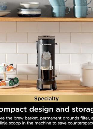 Ninja | Coffee Maker | Single Serve |Brew with Coffee Pods & Grounds| Compatible with K Cup Coffee Pods | 4 Brew Styles, up to 24oz Cup Sizes & 56oz Removable Reservoir | Black | PB051