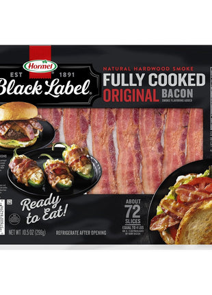 HORMEL BLACK LABEL Fully Cooked Bacon - Thick Bacon Snacks for Breakfast, 10.5 Ounce (Pack of 1)