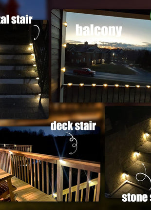 SOLPEX Solar Deck Lights Outdoor 16 Pack, Solar Step Lights Waterproof Led Solar lights for Outdoor Stairs, Step , Fence, Yard, Patio, and Pathway(Warm White)