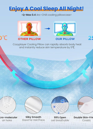 Ultra Pain Relief Cooling Pillow for Neck Support, Adjustable Cervical Pillow Cozy Sleeping, Odorless Ergonomic Contour Memory Foam Pillows, Orthopedic Bed Pillow for Side Back Stomach Sleeper