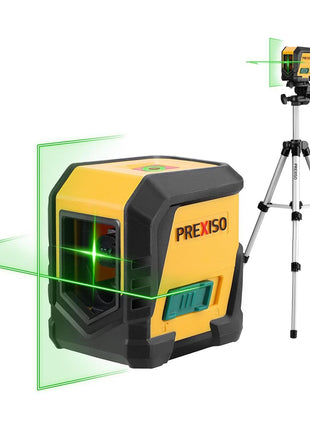 PREXISO Laser Level with Tripod, 65Ft Self Leveling Cross Line Laser Level, Green Line leveler Tool for Hanging Pictures, Home Renovation with LED Indicator & 2 AA Batteries (31-1/2 inch Tripod)