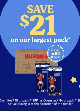 Huggies Size 6 Overnites Baby Diapers: Overnight Diapers, Size 6 (35+ lbs), 84 Ct (2 Packs of 42), Packaging May Vary