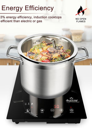 Duxtop Built-in Induction Cooktop, Portable Induction Burner 1800W 8600BI | Sensor Touch Countertop Burner, 170-Minute Timer, Safety Lock BT-200T1