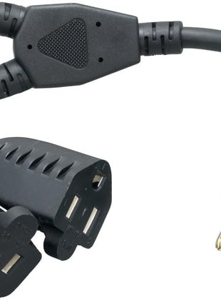 Cablelera Power Cord Extension and Splitter, NEMA 5-15P to NEMA 5-15R x 2, 16 AWG, 13A, 125V (ZWACPQAG-14) Black