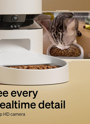 PETLIBRO Automatic Cat Feeder with Camera, 1080P HD & Night Vision, 5GHz/2.4GHz WiFi & Cam Smart Pet Feeder with App Control, 2-Way Audio, Motion Alerts for Cats & Dogs, Stainless Steel Single Tray