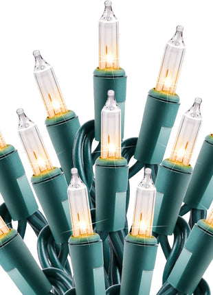 Minetom Clear Christmas String Lights 100 Count 20 Feet Incandescent Bulb Mini Lights for Indoor Xmas Tree Garland Birthday Wedding Party Festival Decoration, Green Wire