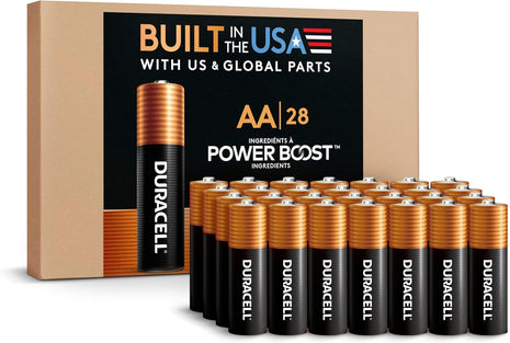 Duracell Coppertop AA Batteries, 28 Count, 12-Year Shelf Life, Storage Tray