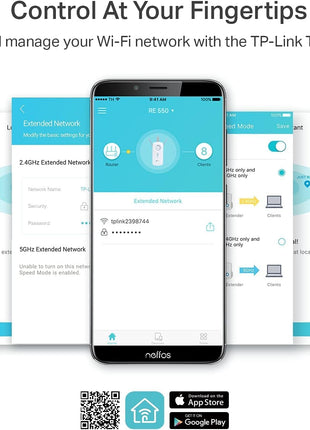 TP-Link AC1900 WiFi Range Extender RE550 | Dual-Band Wireless Repeater Amplifier w/Gigabit Ethernet Port | Up to 2200 Sq. Ft., 32 Devices | Internet Signal Booster | APP Setup | EasyMesh Compatible