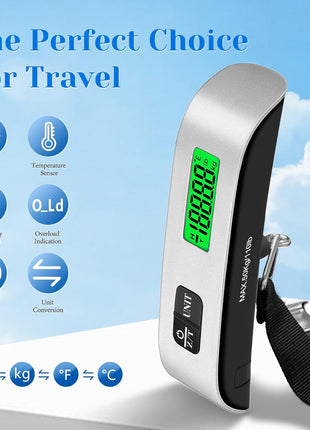 Luggage Scale, 110lb Luggage Weight Scale with 4 Unit Switching Functions&LED Display, Luggage Scale Travel Digital for Weighing Luggage, Backpacks, Packages and Markets