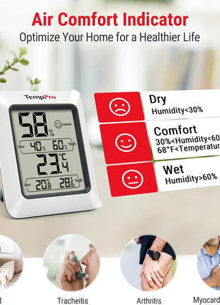 TempPro TP50 Digital Hygrometer Indoor Thermometer Room Thermometer and Humidity Gauge with Temperature Humidity Monitor(Previously ThermoPro)
