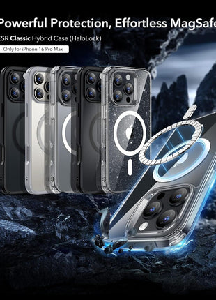 ESR for iPhone 16 Pro Max Case, Compatible with MagSafe, Shockproof Military-Grade Protection, Magnetic Phone Case for iPhone 16 Pro Max, Classic Hybrid Case (HaloLock), Clear