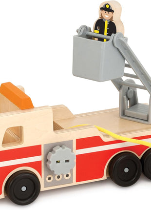 Melissa & Doug Wooden Fire Truck with 3 Firefighter Play Figures