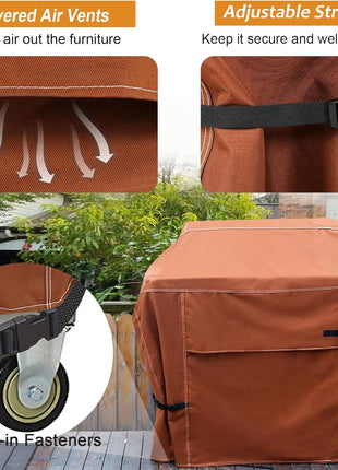 NettyPro BBQ Grill Cover 56 inch Heavy Duty Waterproof Outdoor 2-3 Burners Gas Grill Cover for Outside Weber, Char-Broil, Brinkmann, Nexgrill Barbecue, Brown